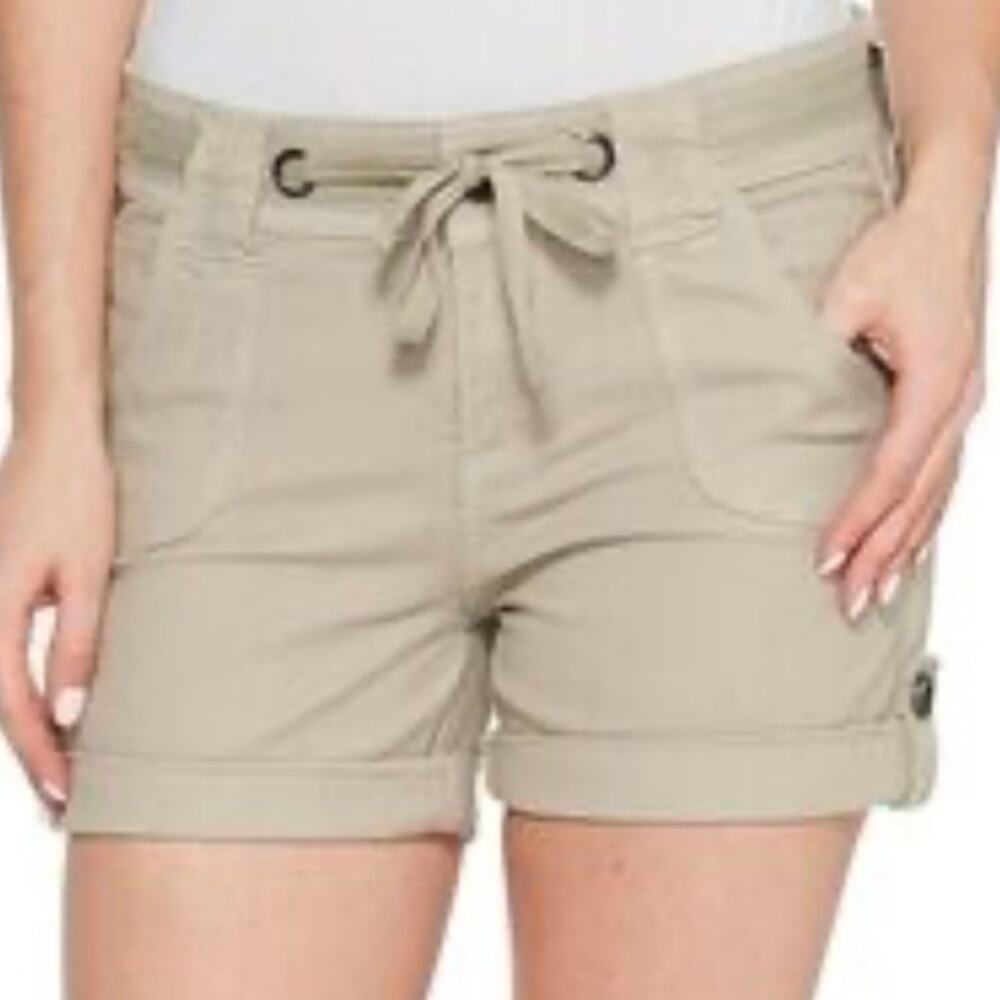 Kut From The Kloth Julie Roll Shorts Size 12 NWT Khaki Drawstring Casual Travel